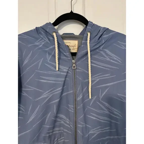Weatherproof Vintage Blue Patterned Rain Jacket with Hood - Picture 4 of 9